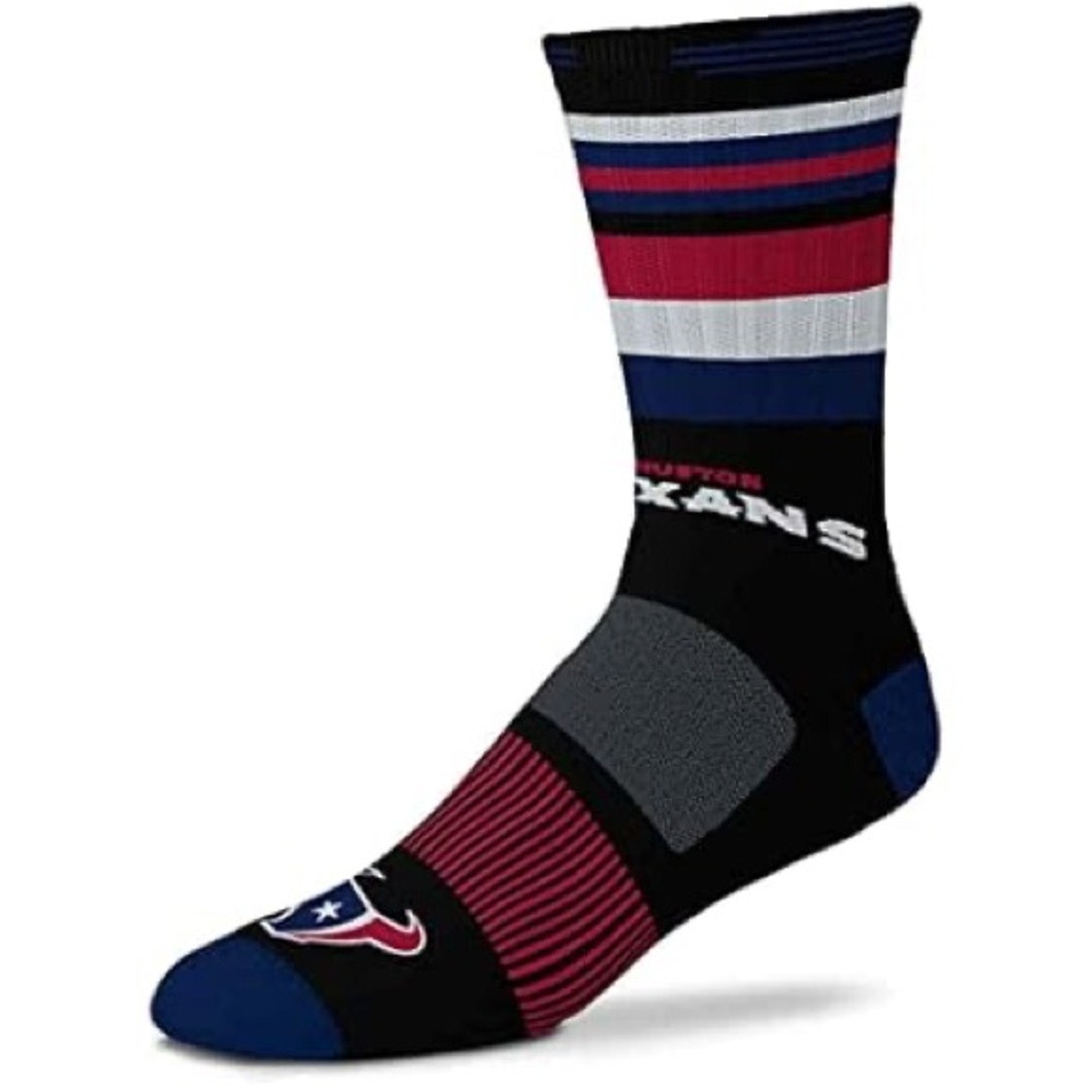 HOUSTON TEXANS NFL FOOTBALL JERSEY LOGO BLUE RUGBY STRIPE CREW SOCKS One Size‎